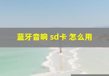 蓝牙音响 sd卡 怎么用